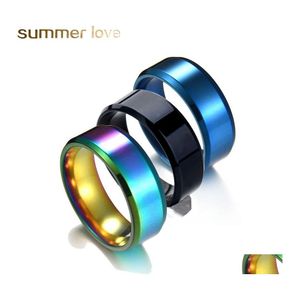 Band Rings Fashion 8Mm Rainbow Ring For Men Women Titanium Steel Wedding Fit Size 513 Jewelry Gifts Drop Delivery Otmpw