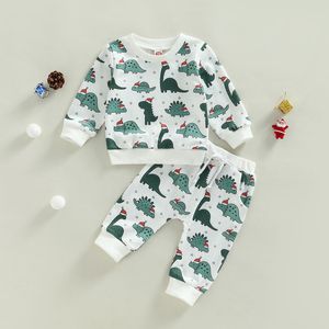 Conjuntos de roupas 1010 LIORAITIIN 03 IYELS CUMDLER BEBÊ BEBÊ RESPENHA 2PCS Conjunto de outono de manga longa Dinosaur de calça impressa de primeira linha 230202