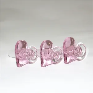 Ciotole di vetro a forma di cuore rosa da 14 mm Fumo di narghilè Tubi d'acqua Ciotola di vetro Bong Shisha Dab Rigs NC