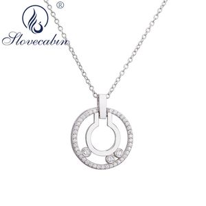 Pendant Necklaces Slovecabin Stone Round Pendant Necklace For Women Geometric Silver Wedding Necklace Luxury Femme Jewelry Making Supplies G230202