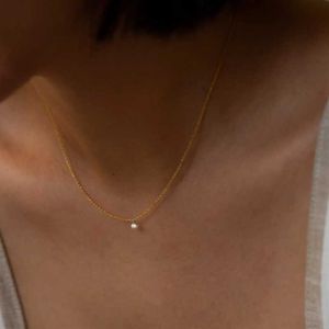 ペンダントネックレスリアル14Kゴールド充填ジルコンネックレスDainty Gold Choker Handmade Pendant