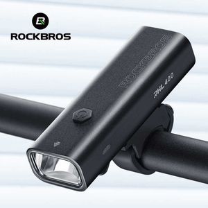 s ROCKBROS Bike Antipioggia Tipo-C Ricarica LED 2000mAh MTB Lampada frontale Faro in alluminio Torcia ultraleggera Luce per bicicletta 0202