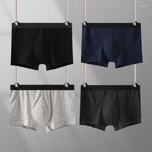 UNDUPANTS 4pcs Erkek Külot Seksi boksör şort rahat nefes alabilen katı moda genç erkekler penis u dışbükey torba iç çamaşırı