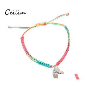 Link Chain Colorf Thread Braided Bracelets I Love You Mom Lucky Jewelry For Mum Charm Mothers Day Gift Family Bless Rope Bracelet D Otzpw