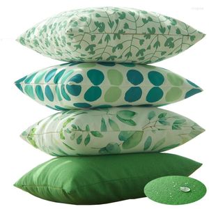 Pillow Case 2 Pcs Green Plant Printing Outdoor Waterproof Throw Covers Decor Garden Cushion For Patio Tent Balcony Pillowcase 45 45cm