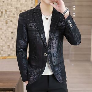 Men's Suits Blazers Luxury Party Prom Blazer Mens Flowers Design Contrast Collar Dress Dinner Blazer Homme Slim Fit Suit Coat Jacket Plus Size 3XL 230202