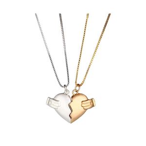 Pendant Necklaces Couple Broken Heart Necklace 2 Pcs/Set Love Double Color Friends Family Lovers Jewelry Gift Drop Delivery Pendants Dhjar