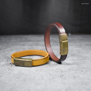 Pulseiras de charme pulseiras de couro marrom moderno para homens ímãs de aço inoxidável anitque fuckle jóias femininas por atacado