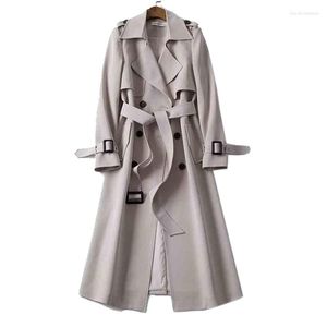 Spring Autumn Trench Coat Woman Belt Korean Double Breasted Mid Long Women Trench Coat Overcoat Windbreaker Female