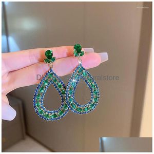 Dangle Kroonluchter Oorbellen Fyuan Vintage Waterdruppel Groen Kristal Voor Vrouwen Geometrische Verklaring Sieraden Geschenken Levering Dhelz