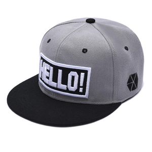 Ball Caps HELLO! Letter Embroidery Hip Hop Adjustable Flat Brim Sun Baseball Cap Men's And Women's Hat Dance Bone Gorra