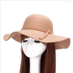 Basker grossist kvinnlig bredbredd hatt sunora fedora vuxen bowling retro chapeu sombrero imitation ull diskett platta gorilla