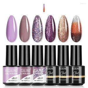 Nagellack 6 st 7 ml blöt 0ff uv gel snabb byggnad tips finger förlängning falsk naglar dekoration