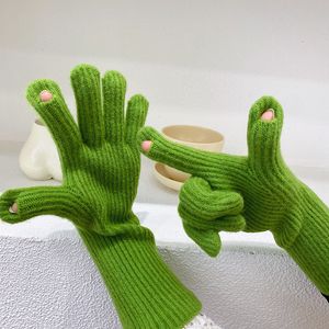 Fäustlinge Winter Touchscreen Wolle Handschuhe Frauen Männer Warme Gestrickte Nachahmung Woolen Volle Finger Guantes Weibliche Häkeln Luvas Verdicken 230201