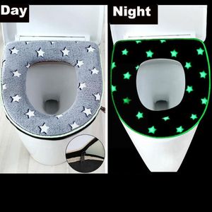 Toilet Seat Covers Luminous Cover Soft Warm Mat Universal Bathroom Removable Zipper Accessories Washable I8k2