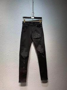 Jeans da uomo Jeans da uomo in pelle a costine elasticizzati skinny strappati neri Jeans da uomo