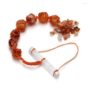 Pendant Necklaces FYJS Unique Christmas Gift Handmade Weave Irregular Shape Carnelian Pendulum For Dowsing Tiger Eye Stone Jewelry