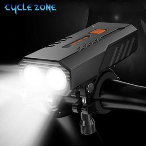 自転車ライトフロントセット5000 MAHパワーバンクヘッドライトランタン用懐中電灯USB充電式ランプLED Bycicle Lights 0202