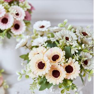 Dekorativa blommor konstgjorda falska tusensköna för dekoration små växter som gifter med bord mittpetsar hem sovrum bondgård rustik höstdekor