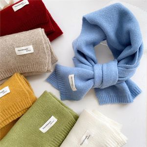 Scarves Scarf Handmade Soft Knitted Woolen Neckerchief Big Shawl Thick Warm Knitting Solid Color Long Autumn Winter 2023