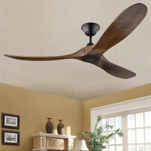 Ceiling Fans 52 60 70 Inch DC Old Industrial Wood Fan Retro And Decorative Remote Control Equipment