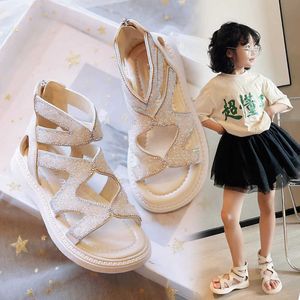 Sandali per ragazze stile coreano bambini moda estate nuovi strass bellissimi bambini dolce principessa scarpe da festa PU