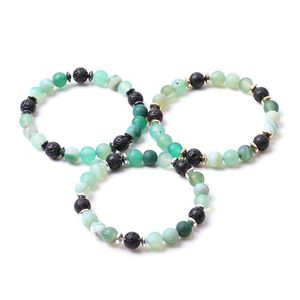 Kaliwowe 8 mm matowe zielone paski Agat Kamienne koraliki Hematytowe Lava Strand Bracelety dla kobiet mężczyzn Joga Buddha Energy Biżuteria DHGARDEN DHW0K