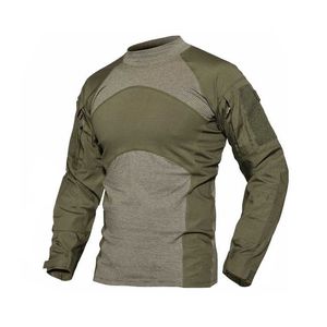 Męskie T-shirty Mężczyźni Spring Summer T-Shirt Army Combat Airsoft Tops Long Rleeve Wojskowy T-shirt Paintball Hunt Camouflage Odzież G230202