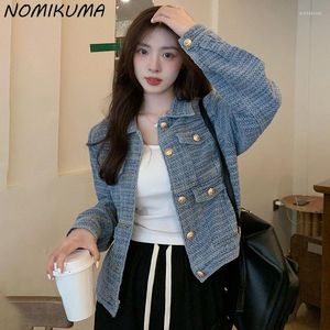 Jackets femininos nomikuma vintage demin casaco causal primavera coreana 2023 mulheres cowboy tops moda manga longa colar jacket jeasn