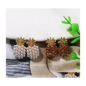 Stud Fashion Cute Glass Crystal Pineapple Earring For Women Boho Simated Pearl Fruit Earrings Statement Jewelry Gift 2503 Y2 Drop Del Dhqxb