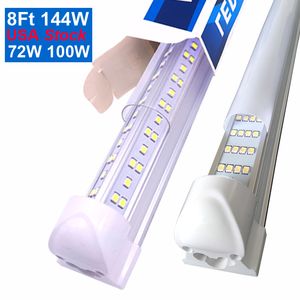 V Shaped Integrated LED Tubes Light 4ft 5ft 6ft 8ft Bulb Lights T8 72W 144W Double Sides Bulbs Shop Cooler Door Lighting Adhesive Exterior for Wall Ceiling oemled