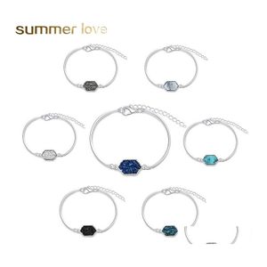 Charm armband harts druzy armband hexagon crystal sten manschett armband guld sier f￤rg varum￤rke smycken f￶r kvinnor g￥va grossist drop de otm27