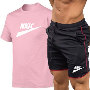 Brand LOGO Print Running men Tracksuits T Shirt Sport Tshirt Short Sleeve Football Basketball Tennis Shirt Quick Dry Fitness Sports Set Suits Sportswear