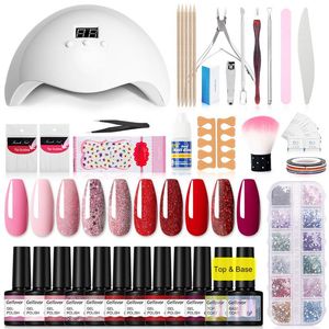 Nail Art Kits Gelfavor Manicure Set Gel Polish UV Kit With LED Lamp For Base Top Coat Extension Tools Varnishes