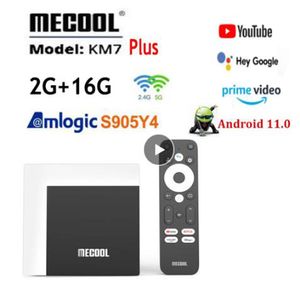 MECOOL KM7 Plus TV Box Android 11 Netflx 4k Google TV 2GB DDR4 16GB ROM 100M LAN Internet S905Y4 Home Media Player Set Top Box