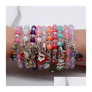 Pärlstav 10st julstenarmband Xmas Bangle Dekorationer för hem Santa Claus smycken Merry Gift Ornament Happy Drop Delivery DHB4X