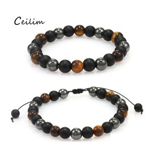 Perlenstränge 8mm Est Elastic Natural Stone Perlenarmband Modeschmuck für Männer Handgefertigte geflochtene Colorf Chakra Yoga Energie Wom OT1Fc