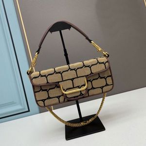 Bolsa de ombro Loco de couro genuíno Primavera Novas bolsas e bolsas Moda Crossbody Underarm Bag Day Clutch Alça removível Cinto de corrente Bolso com fivela magnética 2342