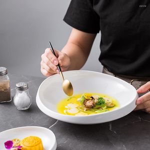 Placas Creative White Irregular Dinner Plate House Sopa Sopa Cerâmica Tigela Comercial Salada Comercial Cozinha de Mesa