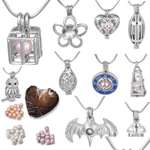 Pendant Necklaces 18Kgp Gem Beads Locket Cages Fashion Owl/Compass/Heart/Heart Balloon//Bijini/Tower Jewelrynecklaceaddoysterp012 Dr Dhdzq