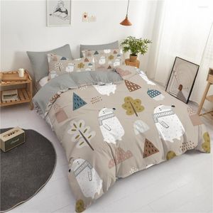 Set di biancheria da letto Decorazioni a tema bosco Set di animali simpatico cartone animato Copripiumino per bambini Doppia trapunta completa in poliestere per bambini Ragazzi e ragazze