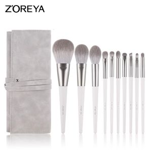 Makeup Tools Zoreya Silver 1014pcs Borstar Set Cosmetics Eye Shadow Brush Blending Blush Lip Powder Highlighter Make Up 230203