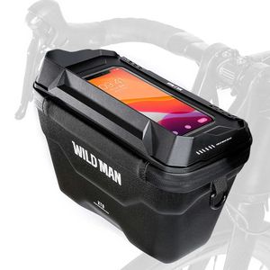 Panniers s WILD MAN Handlebar Bicycle Front Phone 3L WaterproofTouchscreen Quick Release Design EVA Bag for MTB Bike Scooter 0201