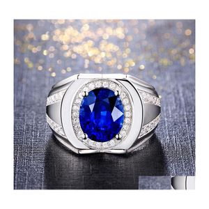 Solitaire Ring Luxury Rings Atmosphere Diamond Sapphire Amazon White Gold Plated Tanzanite Blue Egg Party Birthday Present leverera DHST8