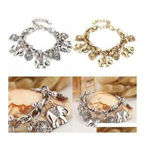 Anklets Accessories Retro Anklet Carved Elephant Ankle Chain Peach Heart Alloy Bracelets Hand Jewelry Ornaments Fashion 3 19Hs Y2 Dr Dh2Qc