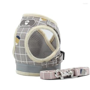 Dog Collars Pet Traction Rope Plaid Square Bra Strap Nylon Net Reflective Vest Puppy Clothes