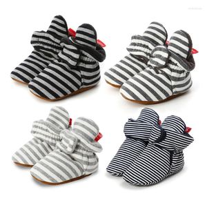 First Walkers Infant Baby Shoes Socks Boy Girl Stripe Gingham Born Toddler Booties Cotton Comfort Soft Crib