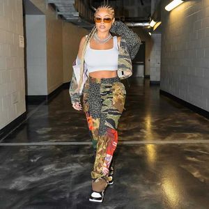 Retail 2023 Casual Designer Women Camouflage Pants Print High midje Slim Loose Camo Jogger Trouser