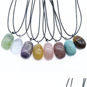 Pendant Necklaces Fashion Natural Stone Irregar Oval Stberry Crystal Graphitic Topaz Charms Necklace For Women Jewelry Drop Dhgarden Dhxbl