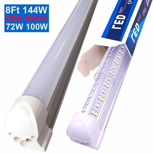 T8 8FT Led Shop Light Fixtures 72W V Shaped Tube Lights Bulbs 8Foot 2.4m Ceiling Lighting Replace Fluorescent Low Profile Linkable Integrated Ceiling Crestech168